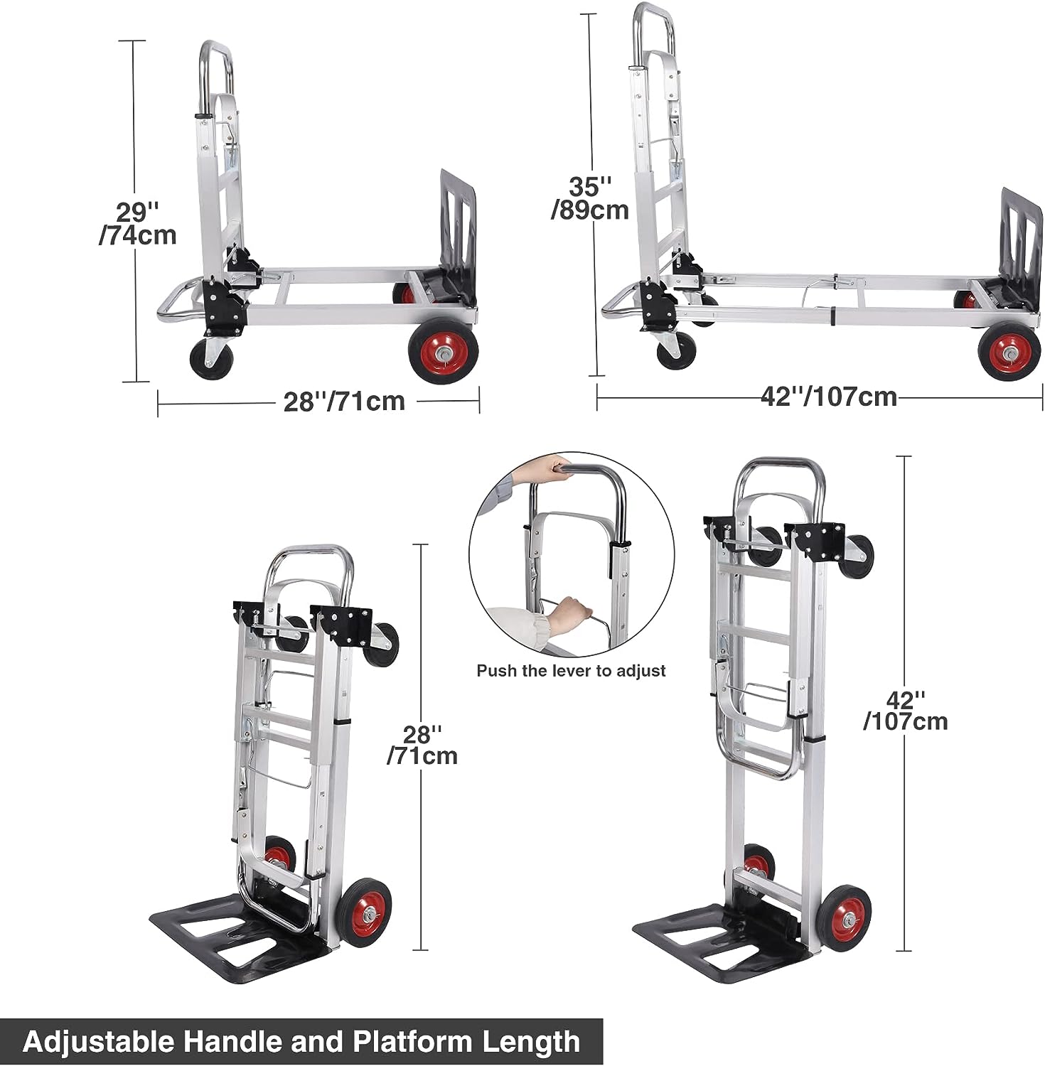2 and 4 Wheel Aluminium Portable Trolley with Easy Folding