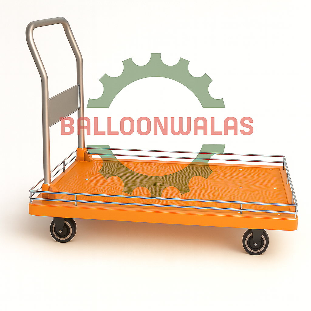 5 Wheel Plastic Platform Trolley with Border 500 kg – Orange
