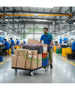 Heavy Duty Platform Trolley 4 Wheel with Foldable Handle and 600kg Capacity