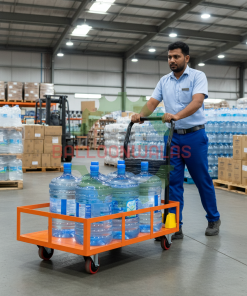 Platform Trolley 4 Wheel with Foldable Handle and 400kg Capacity with Side Rail