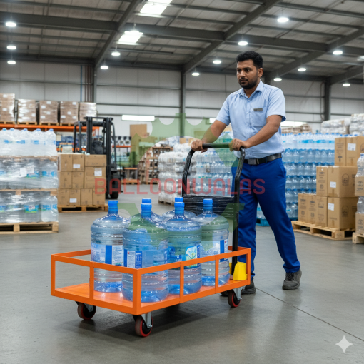 Platform Trolley 4 Wheel with Foldable Handle and 400kg Capacity with Side Rail