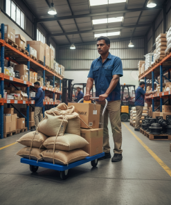 4 Wheel Plastic Platform Trolley 300 kg - Blue