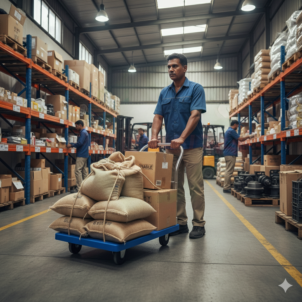 4 Wheel Plastic Platform Trolley 300 kg - Blue