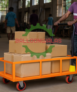 Platform Trolley 4 Wheel with Foldable Handle and 400kg Capacity with Side Rail