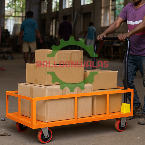 Platform Trolley 4 Wheel with Foldable Handle and 400kg Capacity with Side Rail