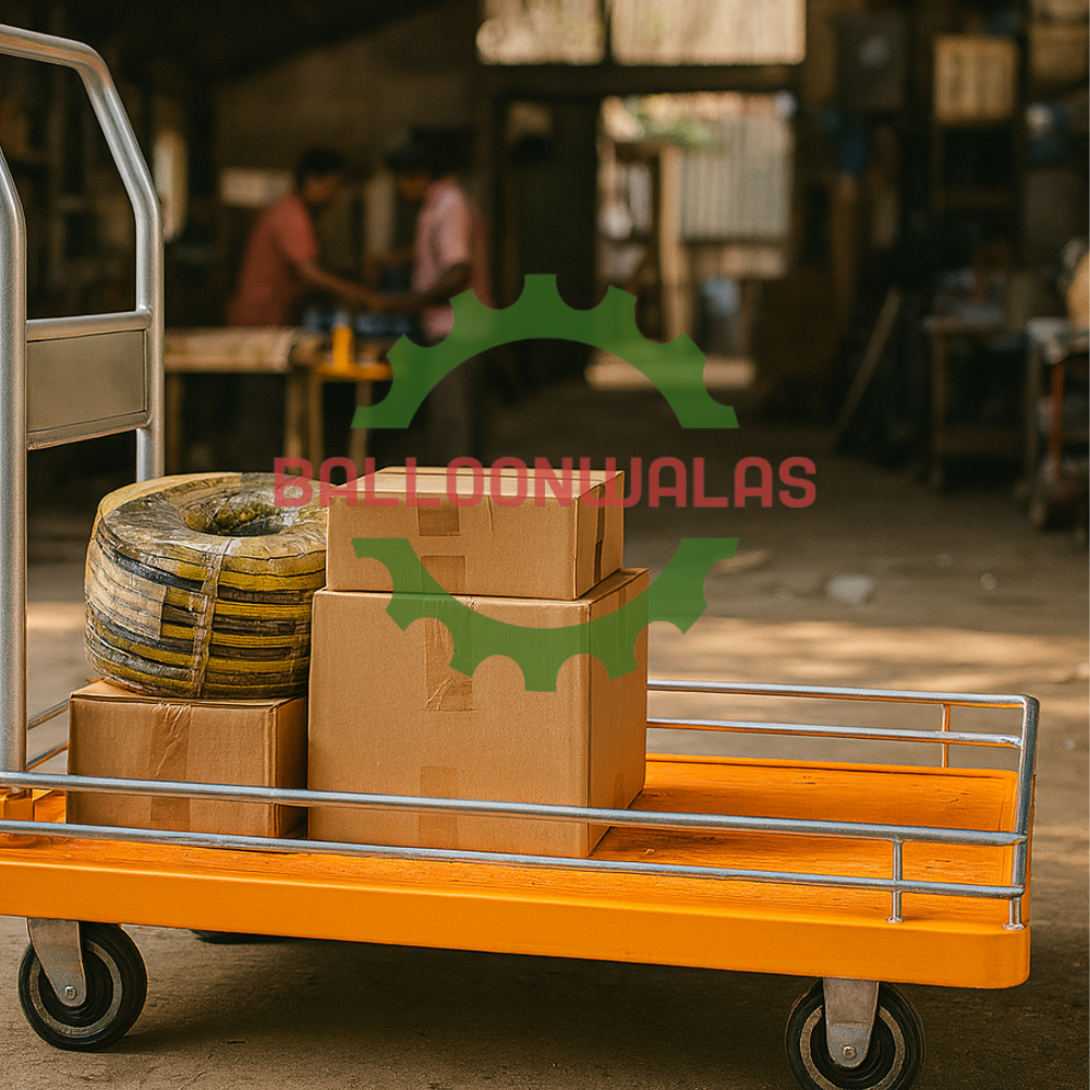5 Wheel Plastic Platform Trolley with Border 500 kg - Orange