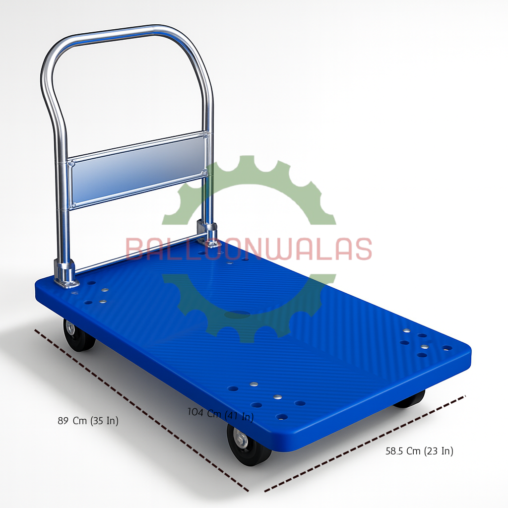 4 Wheel Plastic Platform Trolley – 300 Kg Capacity (Blue)