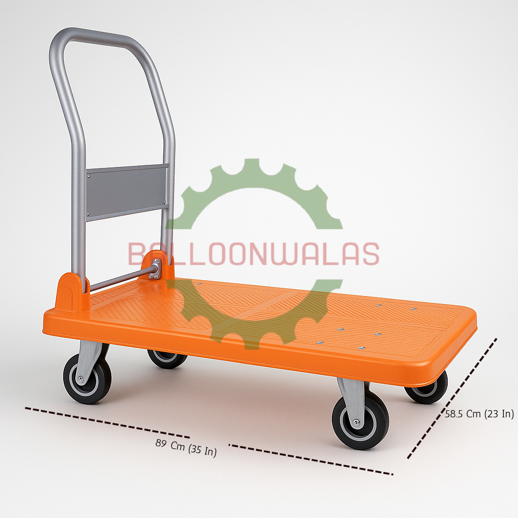 4 Wheel Plastic Platform Trolley – 300 Kg Capacity (Orange)
