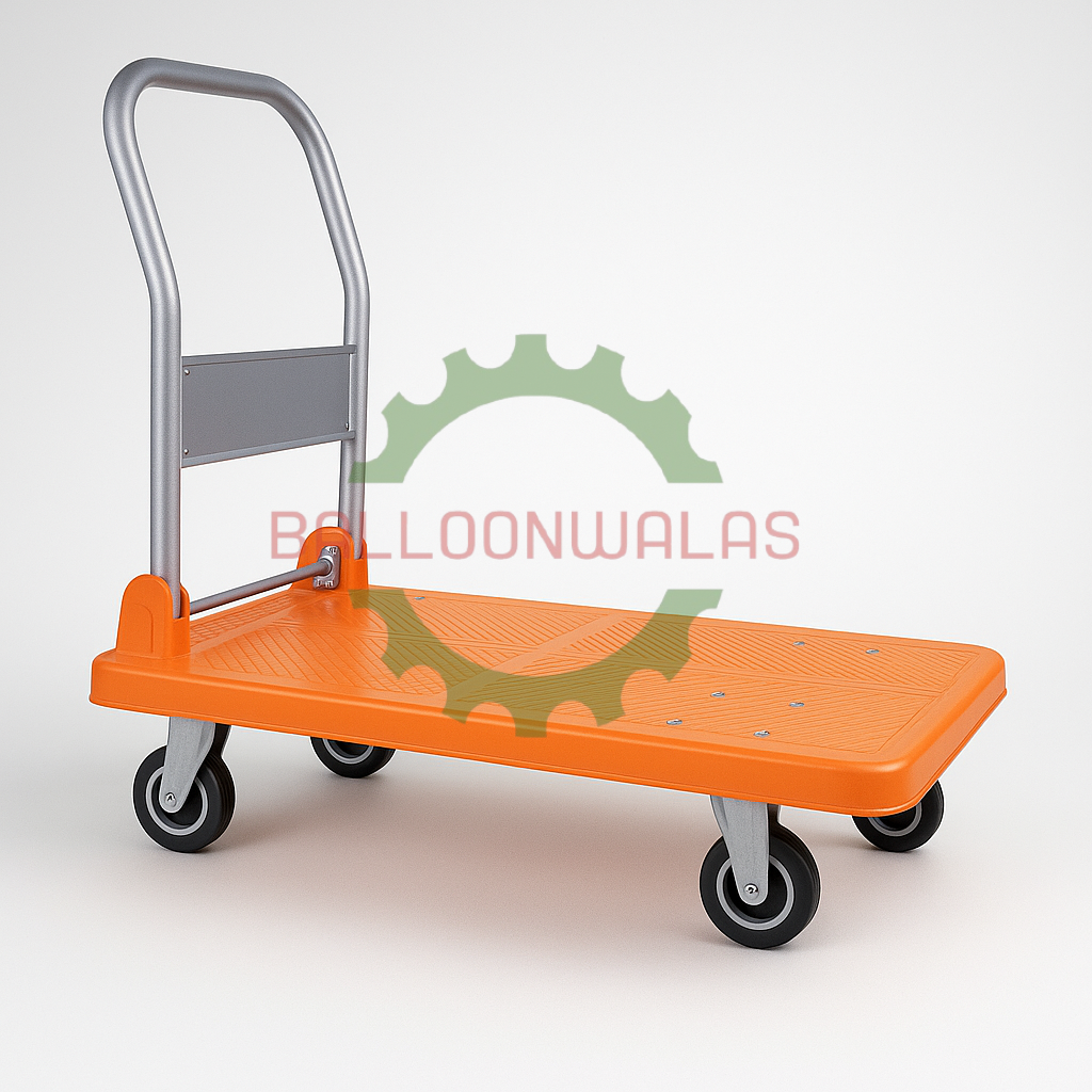 5 Wheel Plastic Platform Trolley – 500 Kg Capacity (Orange)