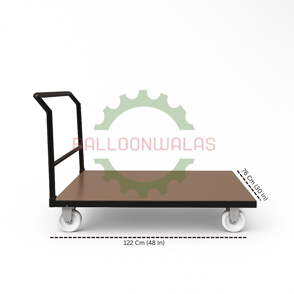 Heavy Duty Platform Trolley 4 Wheel with Foldable Handle and 600kg Capacity