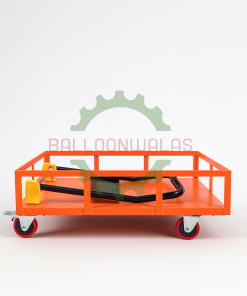 Balloonwalas Enclosed Rail Platform Trolley – 400 Kg Capacity, 4 Wheel Heavy-Duty Steel with Foldable Handle