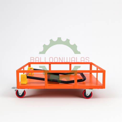 Balloonwalas Enclosed Rail Platform Trolley – 400 Kg Capacity, 4 Wheel Heavy-Duty Steel with Foldable Handle