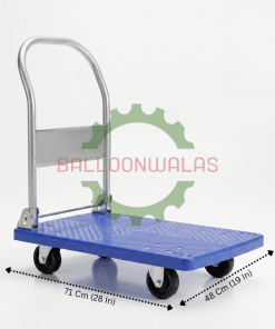 Plastic Platform Trolley 200 kg 28×19 Inch Foldable Handle 4 Wheel – Blue