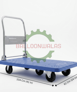 Plastic Platform Trolley 600 kg 41×24 Inch Foldable Handle 5 Wheel – Blue