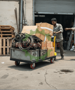 Balloonwalas Heavy-Duty Platform Trolley – 500 Kg Capacity, Foldable Handle, 4-Wheel Industrial Hand Truck