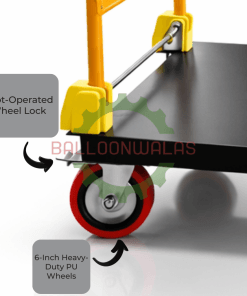 Balloonwalas™ Heavy-Duty Platform Trolley – 500 Kg Capacity, Foldable Handle, 4-Wheel Industrial Hand Truck | 37 × 25 Inch Platform, Lockable Wheels