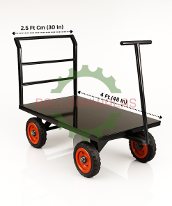 Heavy-Duty Industrial Platform Trolley with Steering Handle – 4 Wheel Flatbed Cart