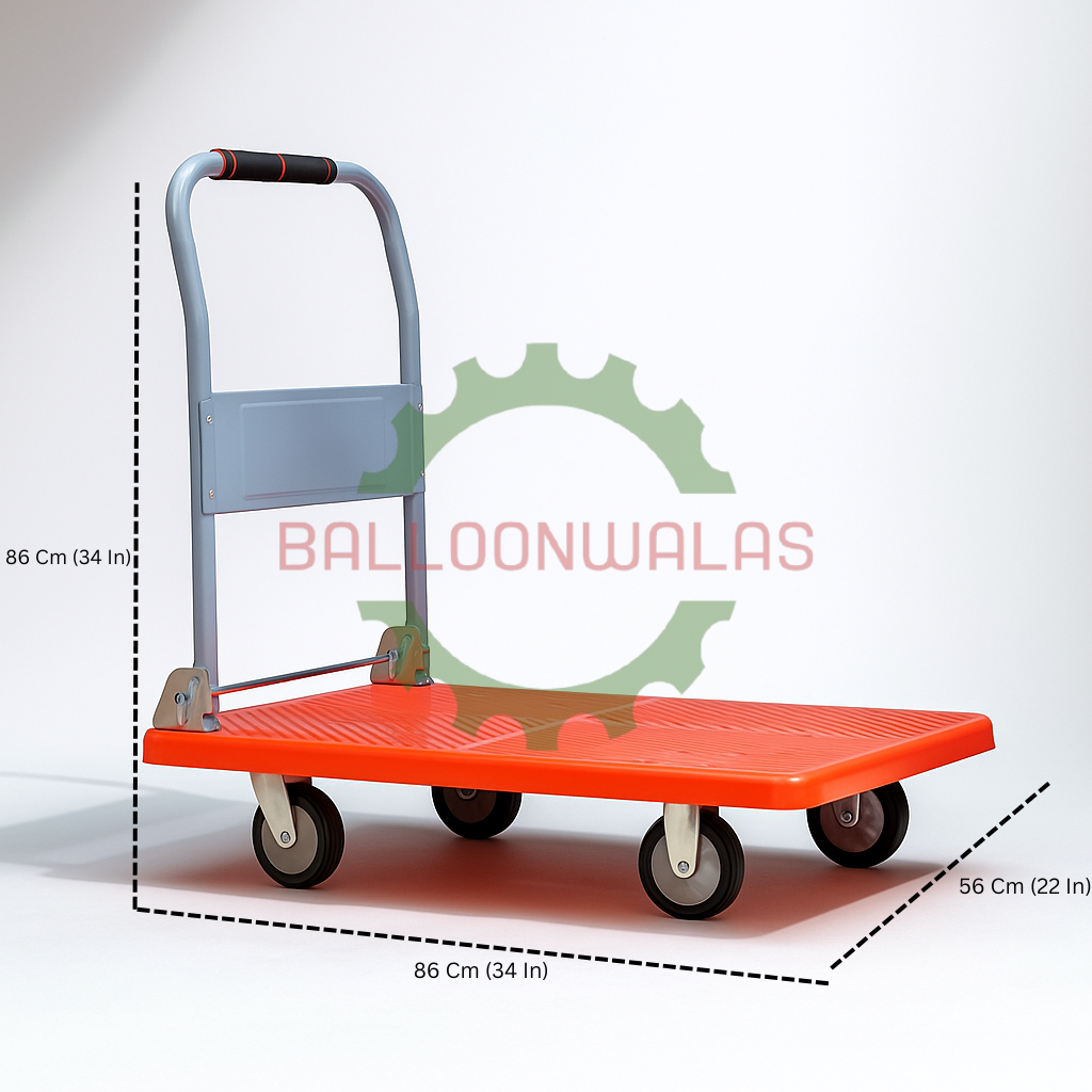 Plastic Platform Folding Trolley – 4 Wheel, 34″ × 22″, 250 Kg Capacity