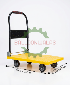Plastic Platform Trolley 200 Kg 27.5×18.5 Inch Foldable Handle 4 Wheel Metal Reinforced Base