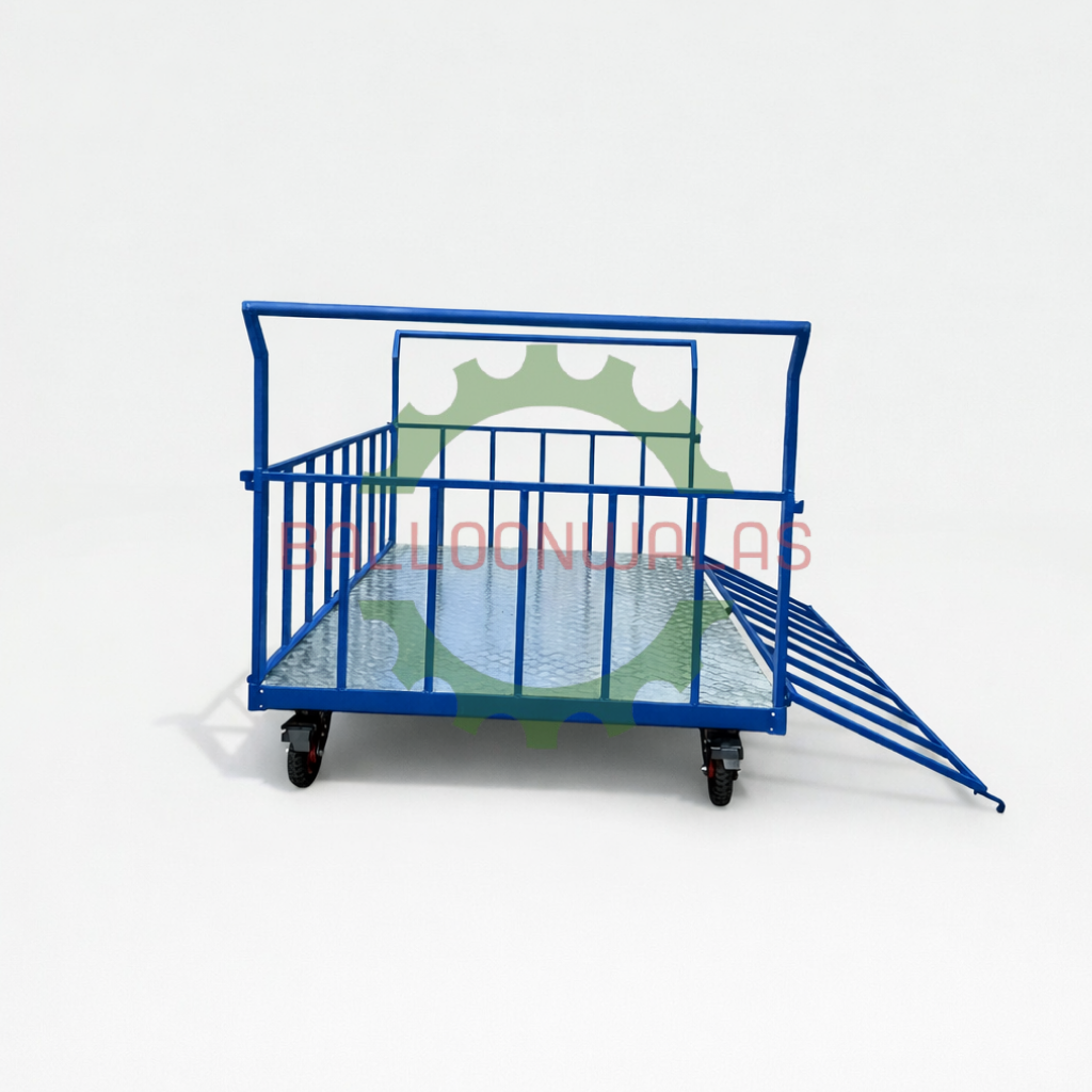 Balloonwalas™ Heavy-Duty Industrial-Grade Platform Trolley with Side-Opening Railings