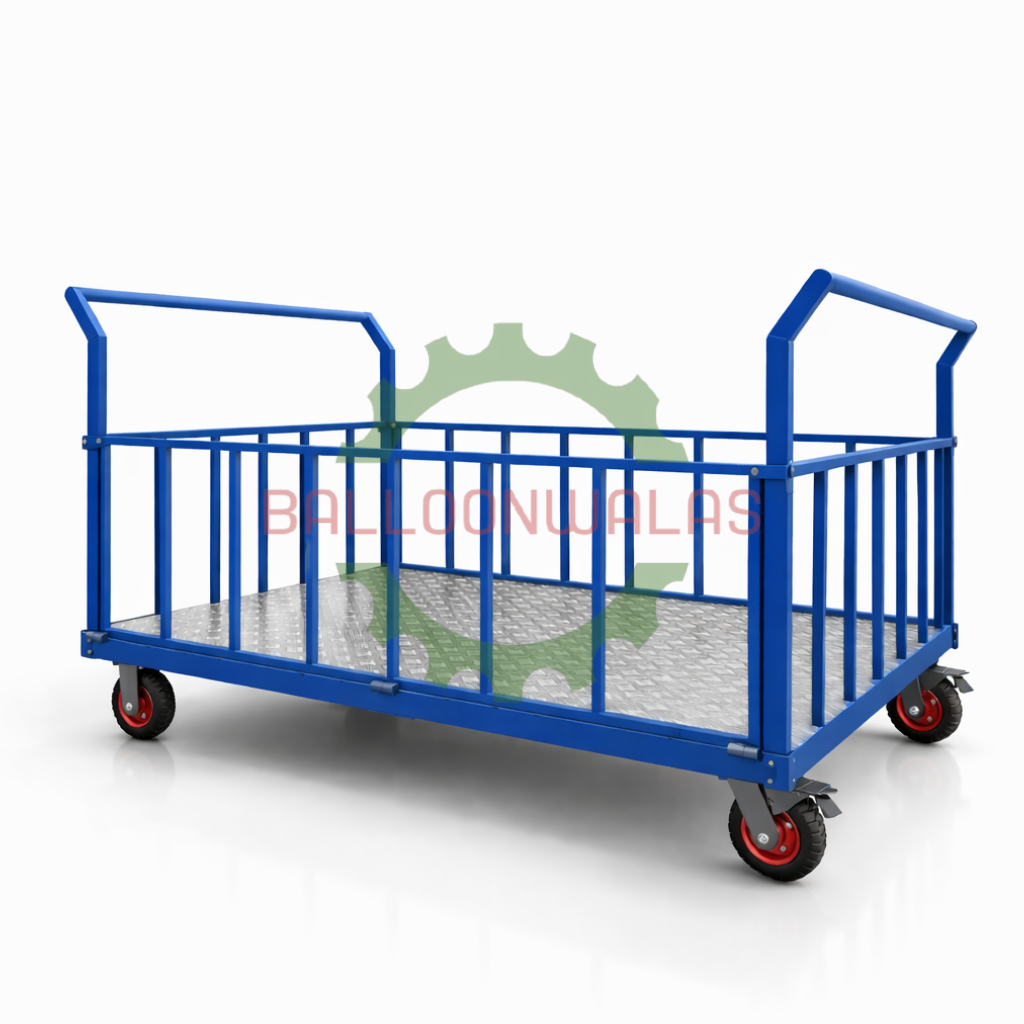 Balloonwalas™ Heavy-Duty Industrial-Grade Platform Trolley with Side-Opening Railings
