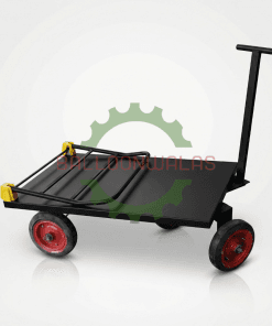 Heavy-Duty Industrial Platform Trolley with Steering Handle & Smart Foldable Rear Handle – 4 Wheel Flatbed Cart